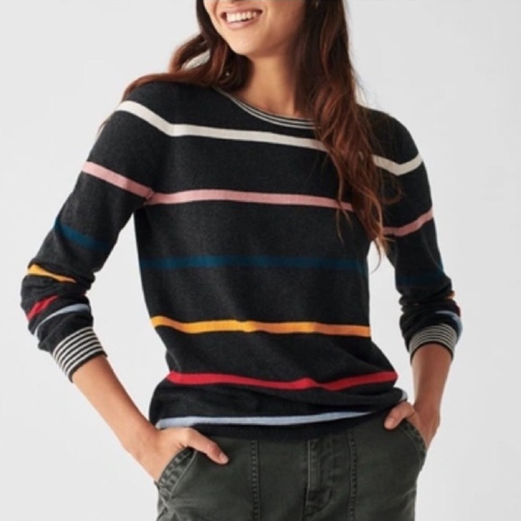 Faherty Surf Striped Sweater Grey Size M - Picture 11 of 12